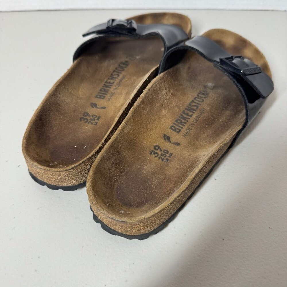 Birkenstock Madrid Black Patent Leather Sandals Women’s Slip On Size 39 - Picture 4 of 14